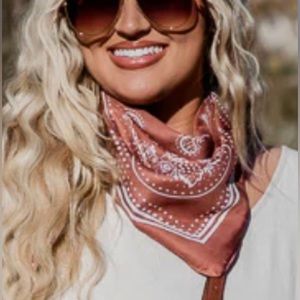 NWT- Pink Lily- Rust Printed Satin Scarf (set of 2)